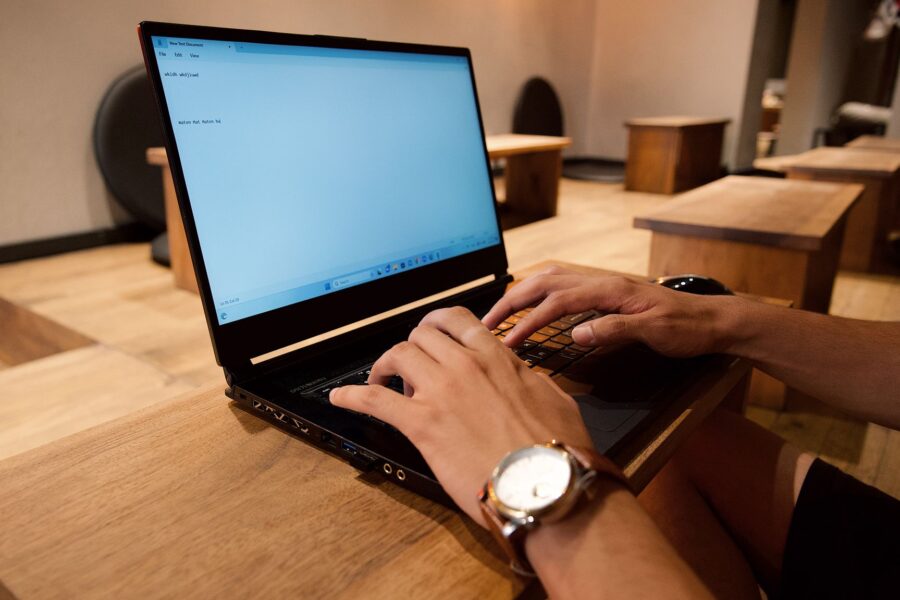 Laptop keyboard writing