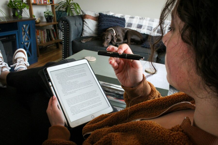 Person reading pdf