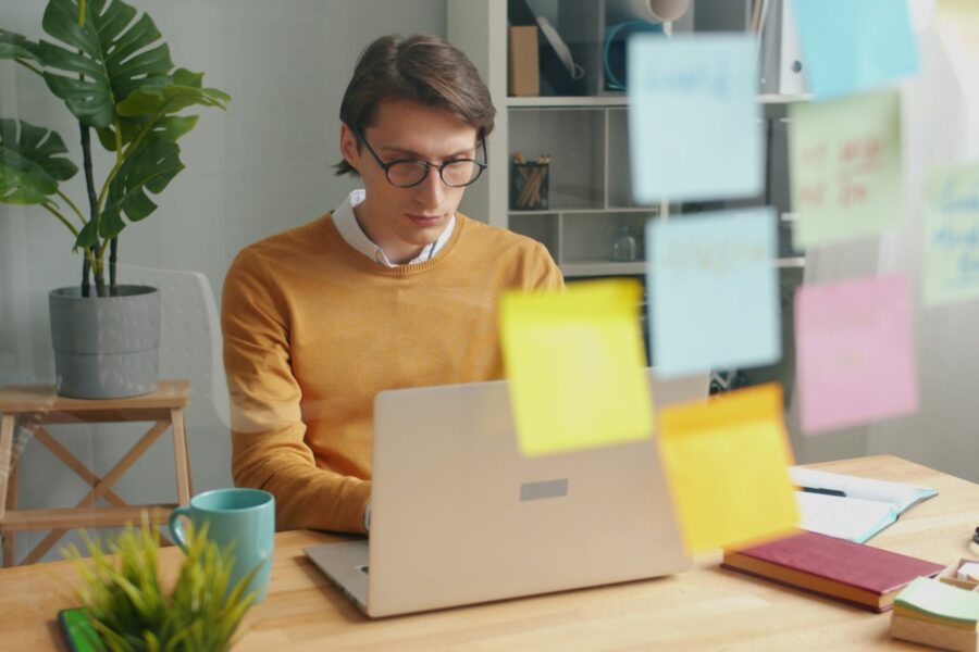 Person laptop sticky