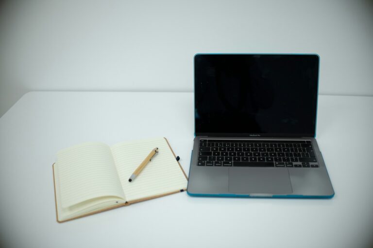 Writer notebook laptop