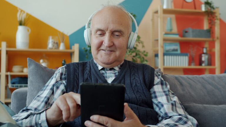 Elderly person using