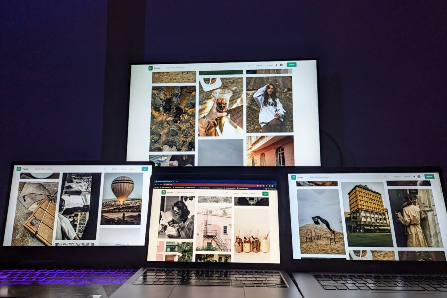 Person laptop multiple