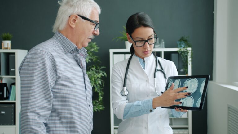 Doctor reviewing wearable