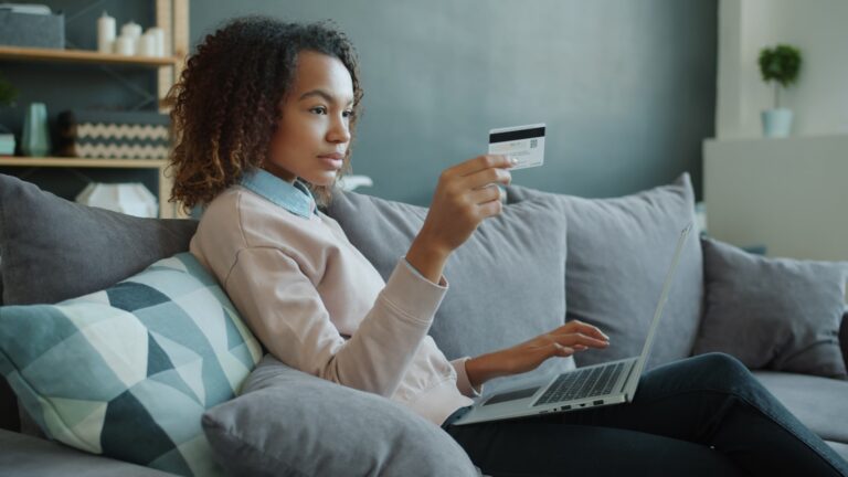 Woman checking online