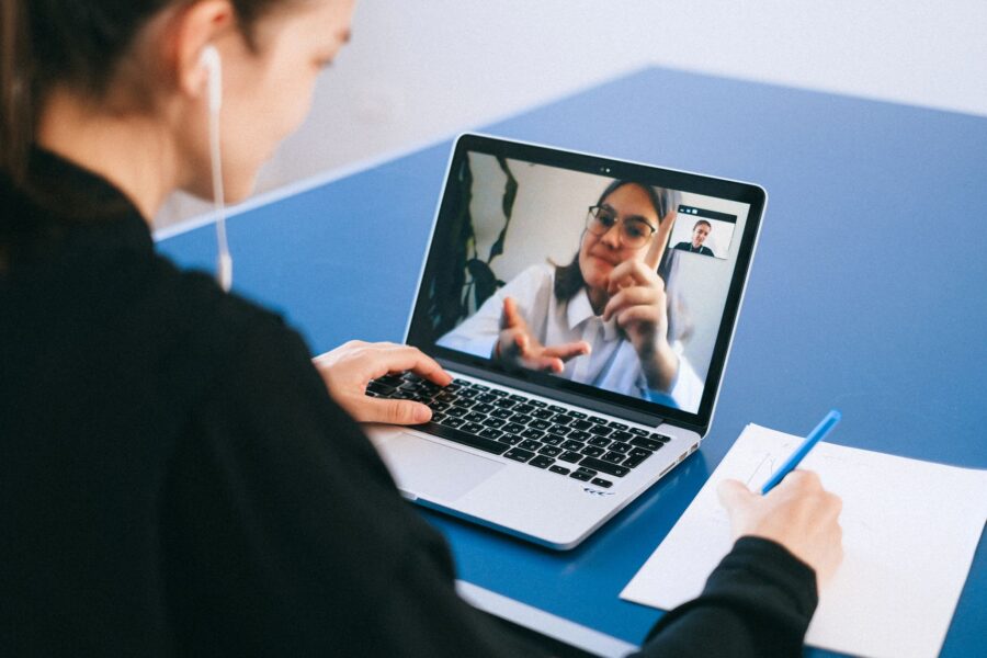 Laptop video meeting