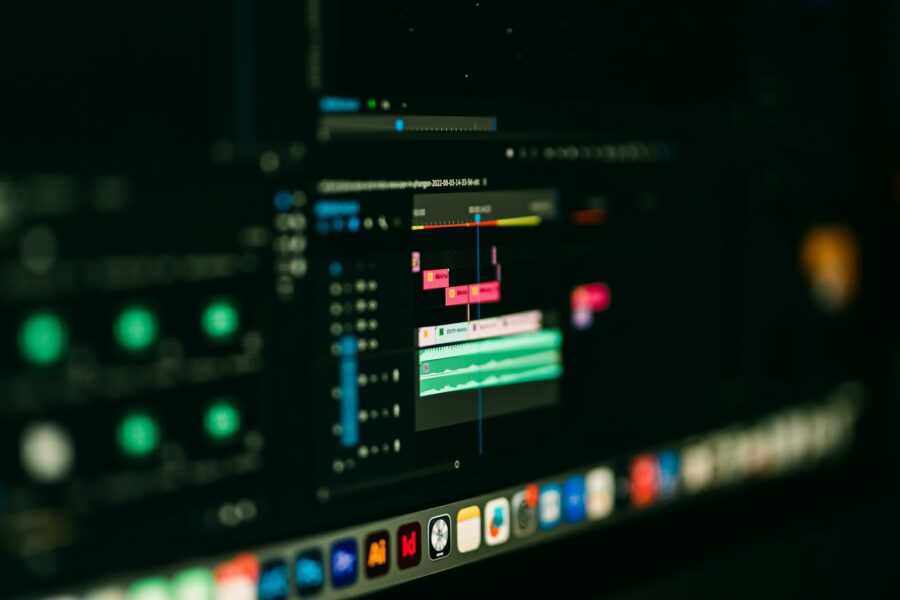 Person editing video