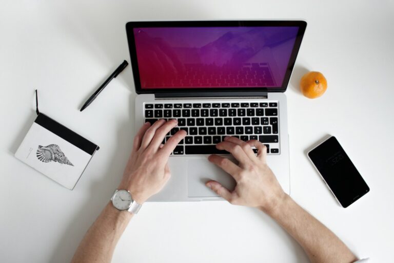 Creative workspace laptop