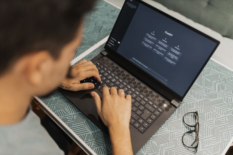 Laptop desk worker