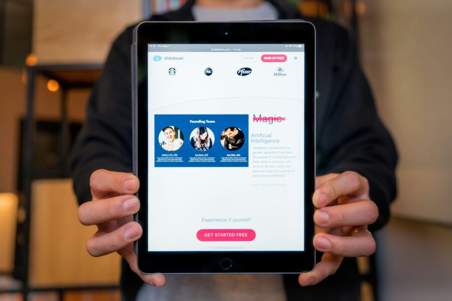 Person holding tablet