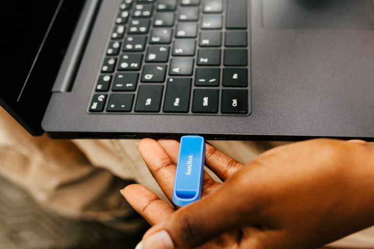 Person plugging usb