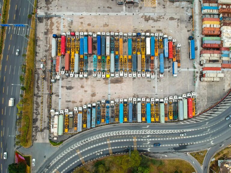 Logistics vans loading
