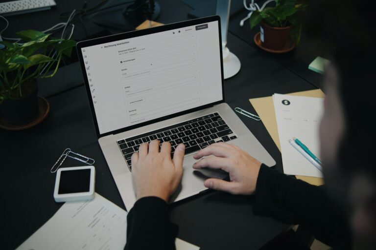 Person typing email