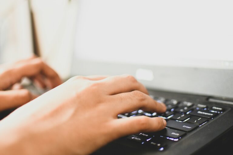 Person editing text