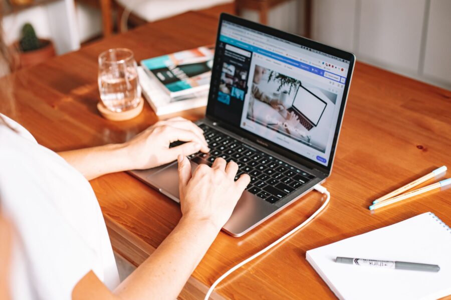 Person laptop chatbot