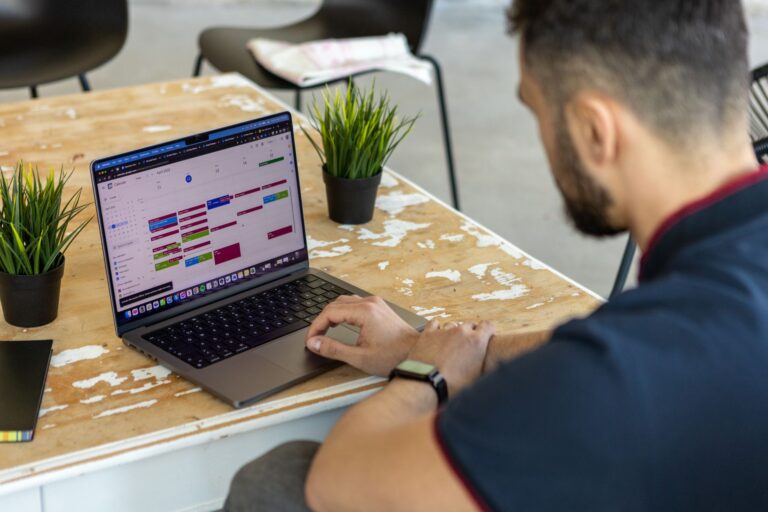 Person laptop calendar