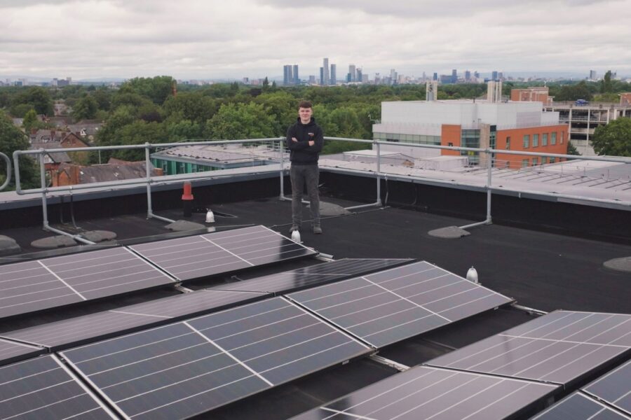 Modern building rooftop