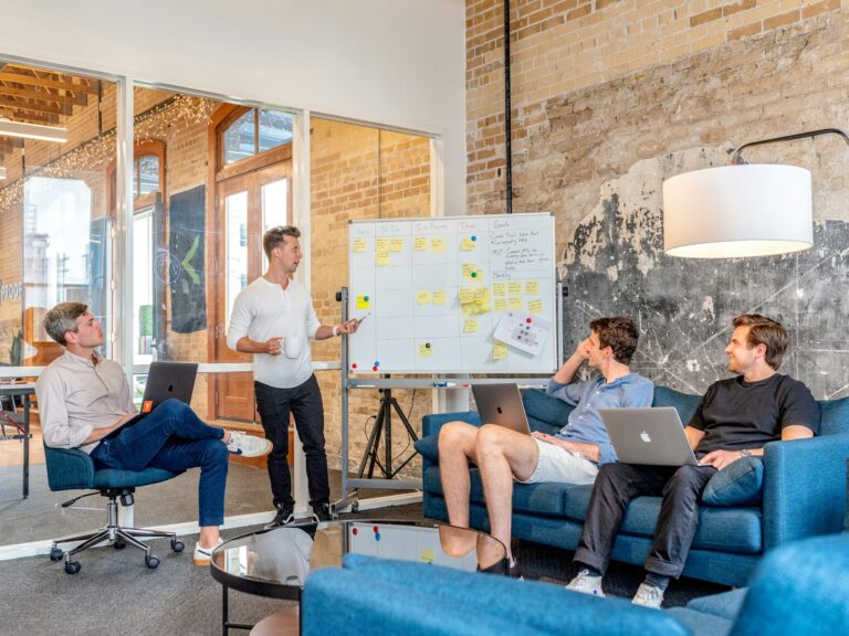 Team collaborating whiteboard