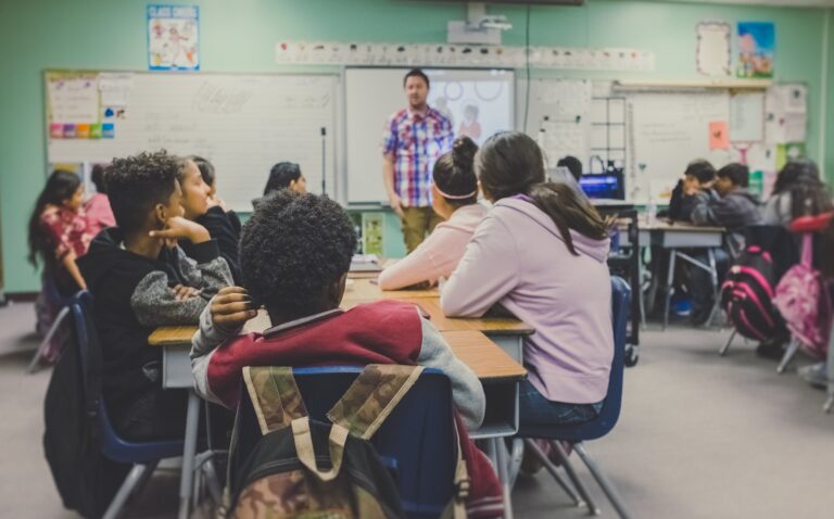 Students laptops classroom