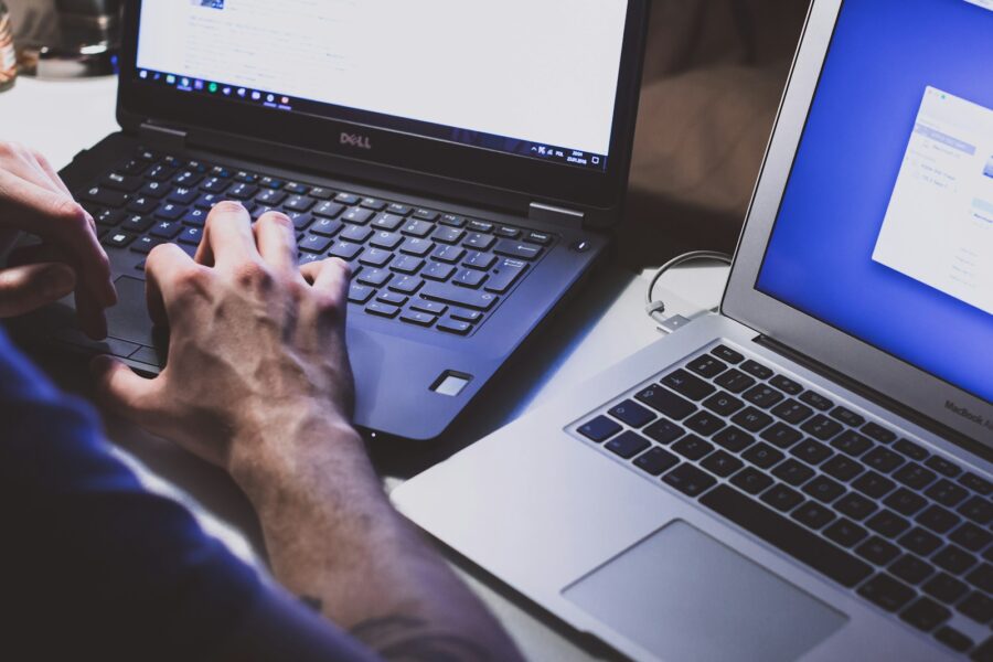 Person laptop login