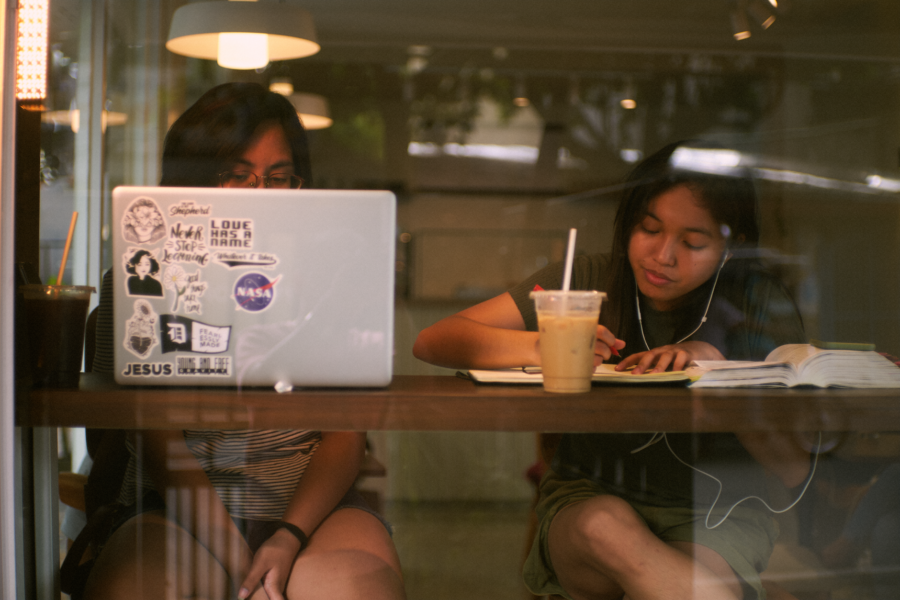 Coffee shop laptop