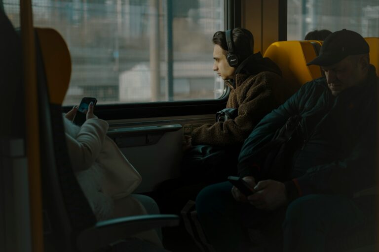 Commuter wearing wireless