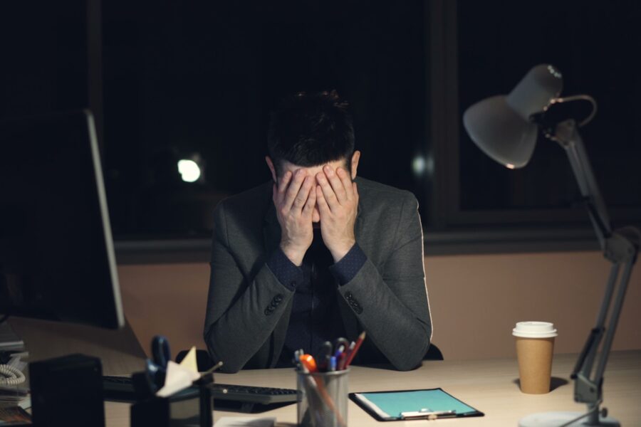Person laptop worried